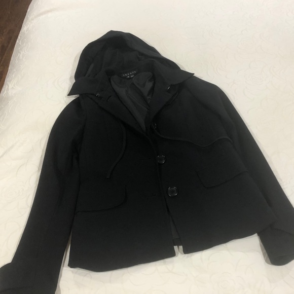 Theory Black Blazer Jacket with Detachable Hood and Drawstring Size: Medium - Picture 6 of 12